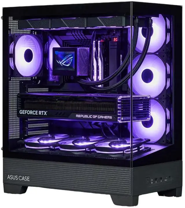 Alt view image 5 of 7 - ASUS Lanjie A31 Case, supports ATX, M-ATX, and Mini-ITX motherboards, features a high-speed Type-C port, an angled bottom fan mount, tool-free disassembly, a dual-panel glass design, black.
