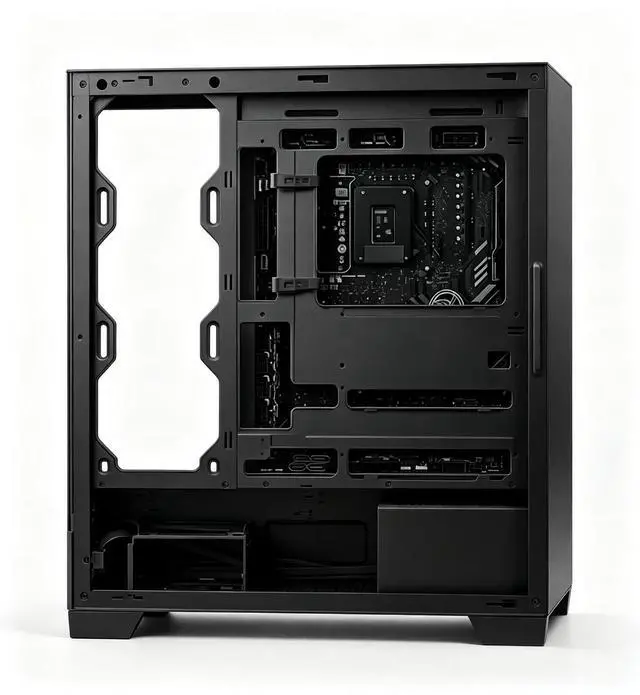Alt view image 2 of 7 - ASUS Lanjie A31 Case, supports ATX, M-ATX, and Mini-ITX motherboards, features a high-speed Type-C port, an angled bottom fan mount, tool-free disassembly, a dual-panel glass design, black.