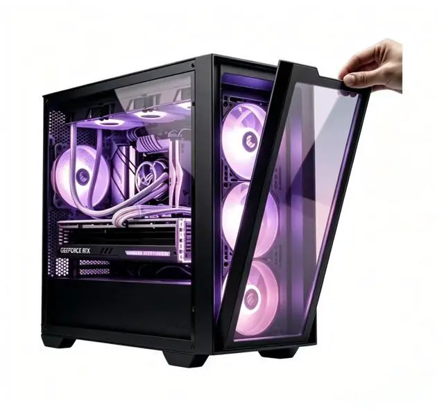 Alt view image 6 of 7 - ASUS A21 Zhuiying Mid-Tower Case, M-ATX and Mini-ITX motherboard support, supports rear-mounted motherboards, supports 360 or 280 radiator, tempered glass side panel, Shadow Black