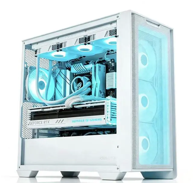 Alt view image 3 of 6 - ASUS A21 Mid-Tower Case, supports M-ATX and Mini-ITX motherboards, supports rear-mounted motherboards, supports 360mm or 280mm radiators, tempered glass side panel, Light & Shadow White