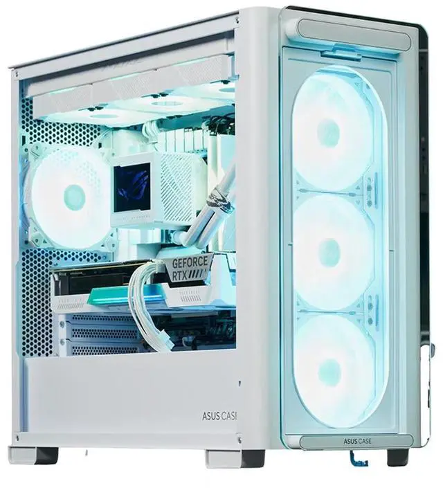 Alt view image 2 of 6 - ASUS A23 Light & Shadow Single-Sided Transparent Case, M-ATX, supports MINI-ITX motherboards, floating glass front panel, supports rear-mounted motherboards, high-efficiency cooling, white