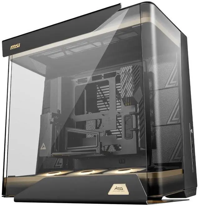 Main image of MSI MEG MAESTRO 900R Supreme Tower/Panoramic Curved Seaview Chassis, supporting E-ATX (up to 280 x 305 mm), ATX, Micro-ATX, Mini-ITX motherboard specifications, with a removable I/O module