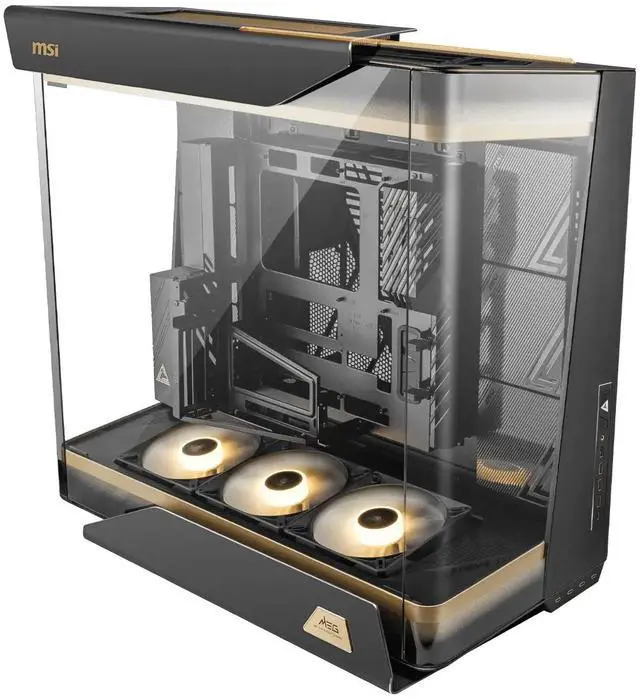 Alt view image 2 of 7 - MSI MEG MAESTRO 900R Supreme Tower/Panoramic Curved Seaview Chassis, supporting E-ATX (up to 280 x 305 mm), ATX, Micro-ATX, Mini-ITX motherboard specifications, with a removable I/O module