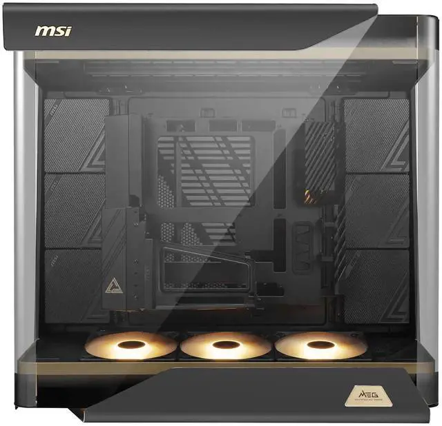 Alt view image 5 of 7 - MSI MEG MAESTRO 900R Supreme Tower/Panoramic Curved Seaview Chassis, supporting E-ATX (up to 280 x 305 mm), ATX, Micro-ATX, Mini-ITX motherboard specifications, with a removable I/O module