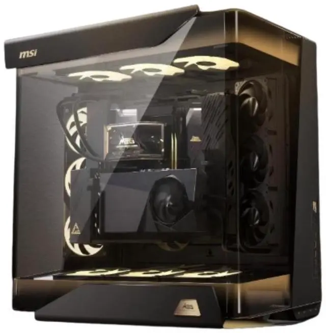 Alt view image 4 of 7 - MSI MEG MAESTRO 900R Supreme Tower/Panoramic Curved Seaview Chassis, supporting E-ATX (up to 280 x 305 mm), ATX, Micro-ATX, Mini-ITX motherboard specifications, with a removable I/O module