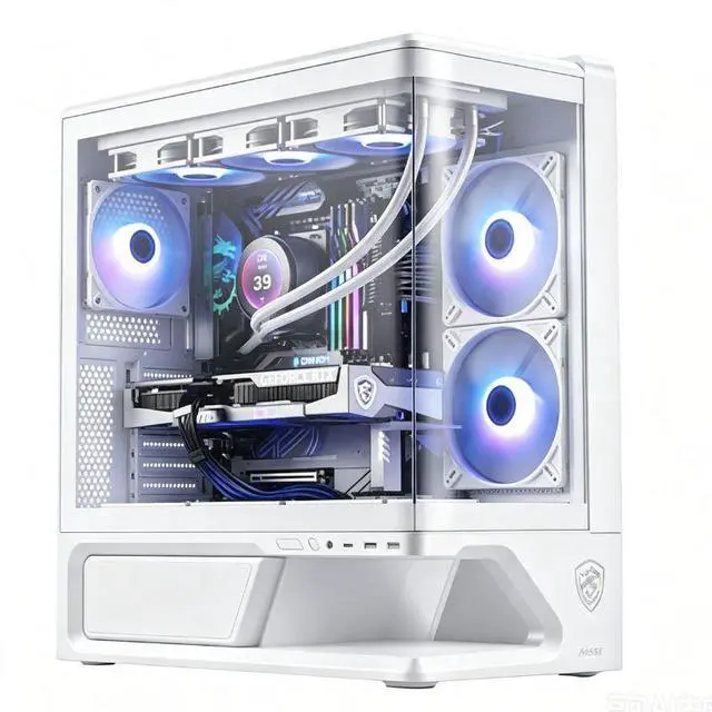 Main image of MSI MPG VIXTA 300R PZ White MidTower Ocean View PC Case, Supports Regular ATX, MicroATX, MiniITX & BackConnect ATX / MicroATX Motherboards, OnePiece Curved Tempered Glass, 3 PreInstalled Fans
