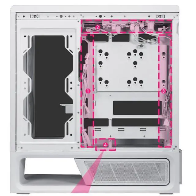 Alt view image 4 of 5 - MSI MPG VIXTA 300R PZ White MidTower Ocean View PC Case, Supports Regular ATX, MicroATX, MiniITX & BackConnect ATX / MicroATX Motherboards, OnePiece Curved Tempered Glass, 3 PreInstalled Fans