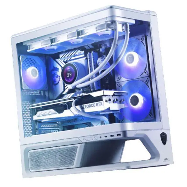 Alt view image 2 of 5 - MSI MPG VIXTA 300R PZ White MidTower Ocean View PC Case, Supports Regular ATX, MicroATX, MiniITX & BackConnect ATX / MicroATX Motherboards, OnePiece Curved Tempered Glass, 3 PreInstalled Fans