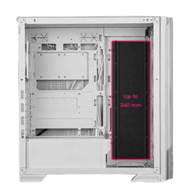 Alt view image 5 of 5 - MSI MPG VELOX 300R AIRFLOW PZ WHITE MidTower Desktop PC Case, Supports Regular EATX, ATX, MicroATX, MiniITX , Builtin GPU Support Bracket, 360mm AIO Cooler Support, 3 PreInstalled DualLayer Fan