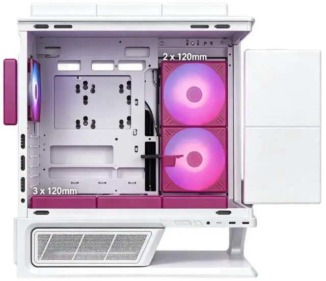 Alt view image 5 of 6 - MSI MPG VIXTA 300L PZ White MidTower Ocean View PC Case, Supports ATX BackConnect Motherboards, OnePiece Curved Tempered Glass, Trapezoidal Base Design, 35mm Rear CableRouting Space