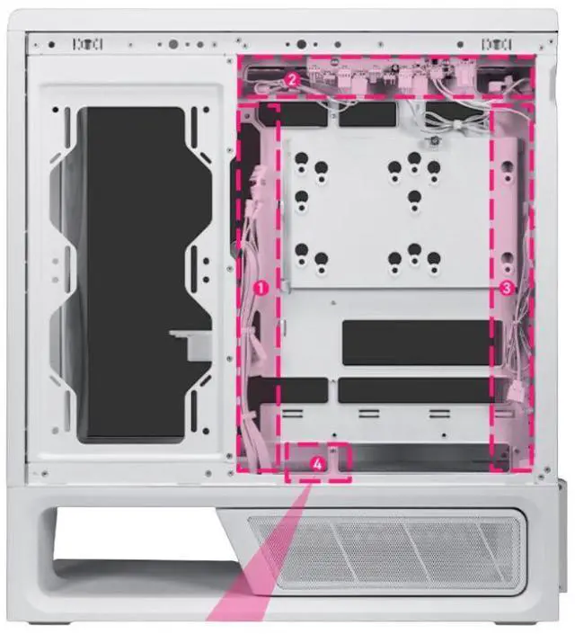Alt view image 6 of 6 - MSI MPG VIXTA 300L PZ White MidTower Ocean View PC Case, Supports ATX BackConnect Motherboards, OnePiece Curved Tempered Glass, Trapezoidal Base Design, 35mm Rear CableRouting Space