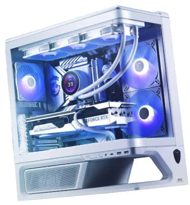 Alt view image 3 of 6 - MSI MPG VIXTA 300L PZ White MidTower Ocean View PC Case, Supports ATX BackConnect Motherboards, OnePiece Curved Tempered Glass, Trapezoidal Base Design, 35mm Rear CableRouting Space