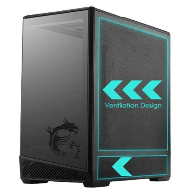 Alt view image 4 of 5 - MSI MAG PANO 131L PZ MidTower ATX PC Case, Regular & BackConnect ATX/MicroATX MiniITX Support, Vertical GPU Mount, Front TypeC, Tempered Glass Panel, 360mm AIO Support, Rotatable GPU Bracket