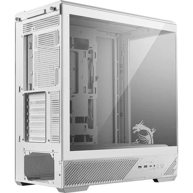 Alt view image 2 of 6 - MSI MAG PANO 131L PZ WHITE MidTower Gaming Ocean View PC Case, Regular & BackConnect ATX/MicroATX MiniITX Support, Vertical GPU Mount, Tempered Glass Panel, 360mm AIO Support, Rotatable GPU Bracke