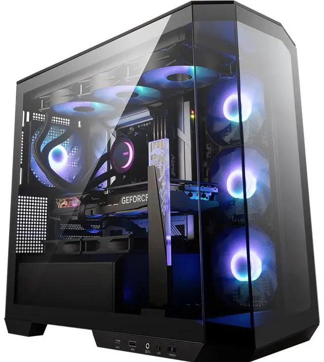 Alt view image 6 of 6 - MSI MAG PANO M100L PZ Black MicroATX Tower PC Case, MATX(BackConnect) & MiniITX Supported, 360mm AIO Support, 270° PillarFree Ocean View Side Panel, EasyInstall GPU Bracket, Front TypeC