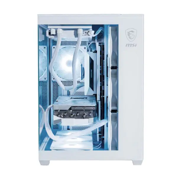 Alt view image 4 of 7 - MSI PAG PANO 100L PZ WHITE MidTower Ocean View PC Case, ATX Supported, 270° PillarFree Panel, 360mm AIO Support, BackConnect MB Compatible, LeftRight Compartment, RTX 5090 Compatible, 10 Fan Mount