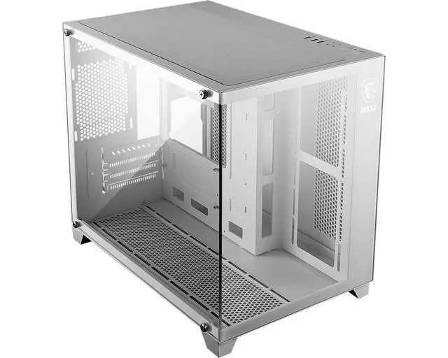 Alt view image 2 of 7 - MSI PAG PANO M100L WHITE MicroATX Tower Gaming PC Case, Tempered Glass Side, MicroATX/MiniITX Support, Ocean View, 270° PillarFree Panel, 360mm AIO Support, 9 Fan Mounts