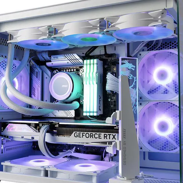 Alt view image 6 of 7 - MSI PAG PANO M100L WHITE MicroATX Tower Gaming PC Case, Tempered Glass Side, MicroATX/MiniITX Support, Ocean View, 270° PillarFree Panel, 360mm AIO Support, 9 Fan Mounts
