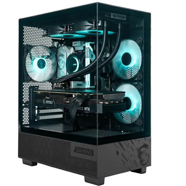 Alt view image 4 of 6 - MSI PAG PANO M110L Black Small Form Factor Gaming PC Case, Supports MiniITX Motherboard, Tempered Glass Side Panel, Ocean View Design, 270° PillarFree Side Panel, 240mm AIO Cooler , 7 Fan Mounts