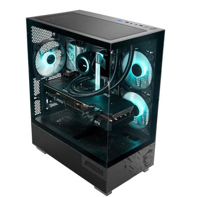 Alt view image 5 of 6 - MSI PAG PANO M110L Black Small Form Factor Gaming PC Case, Supports MiniITX Motherboard, Tempered Glass Side Panel, Ocean View Design, 270° PillarFree Side Panel, 240mm AIO Cooler , 7 Fan Mounts