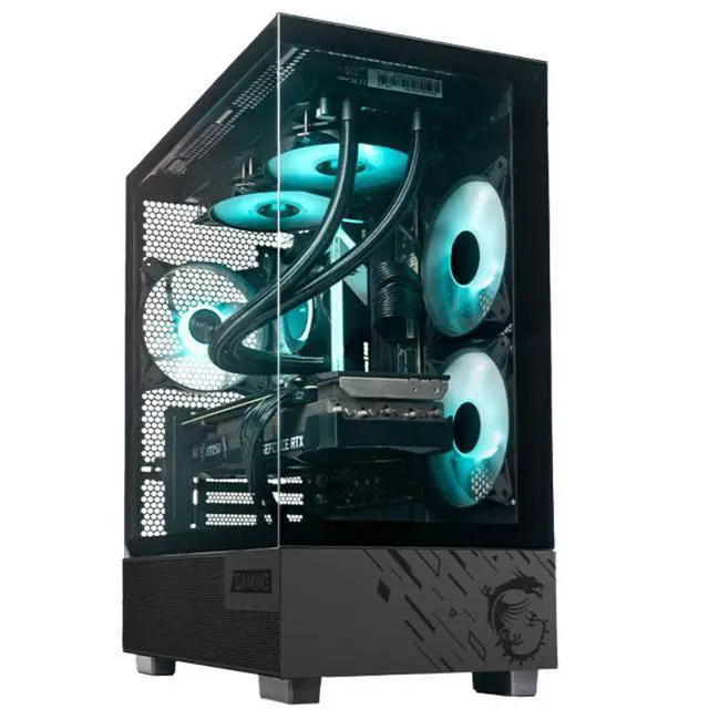 Alt view image 6 of 6 - MSI PAG PANO M110L Black Small Form Factor Gaming PC Case, Supports MiniITX Motherboard, Tempered Glass Side Panel, Ocean View Design, 270° PillarFree Side Panel, 240mm AIO Cooler , 7 Fan Mounts