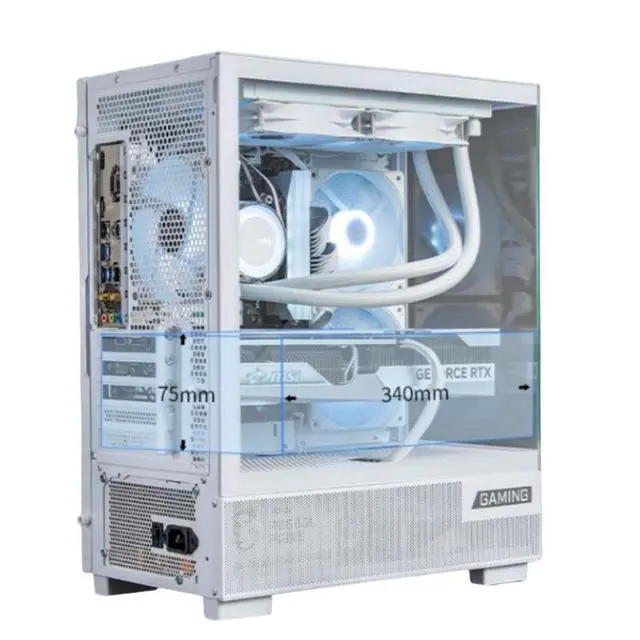 Alt view image 4 of 6 - MSI PAG PANO M110L WHITE Small Form Factor Gaming PC Case, Supports MicroATX & MiniITX Motherboards, Tempered Glass Side Panel, Ocean View Design, 240mm AIO Cooler Support, 7 Fan Mounts
