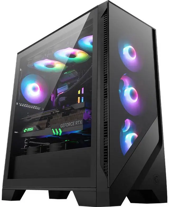 Alt view image 2 of 7 - MSI MAG FORGE 320L MidTower PC Case, Tempered Glass Side, ATX/MicroATX/MiniITX Support, 360mm AIO Support, 11 Fan Mounts, Optimized Airflow, Magnetic Dust Filter, Side Air Intake