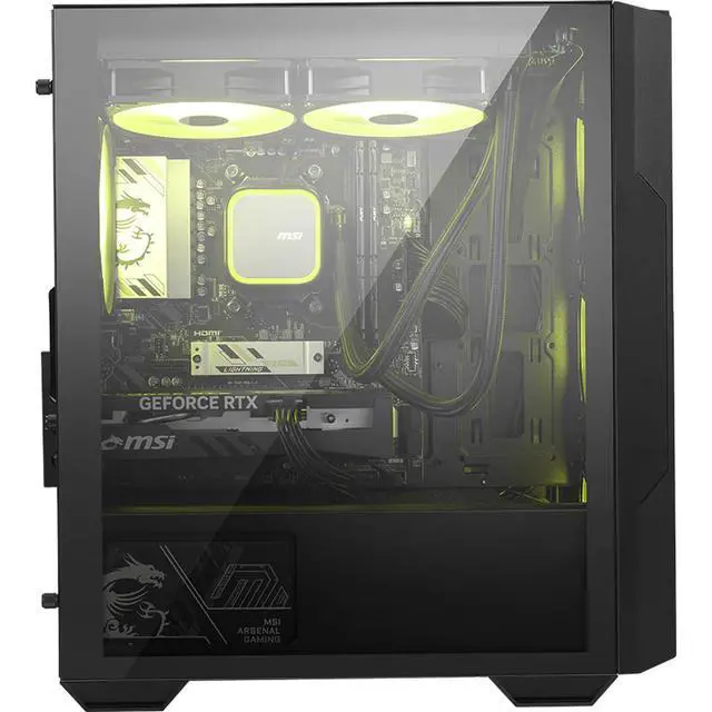 Alt view image 5 of 7 - MSI MAG FORGE M110L AIRFLOW Black MidTower Gaming PC Case, Supports MicroATX & MiniITX Motherboards, 240mm AIO Cooler Support, Tempered Glass Side Panel, 7 Fan Mounts