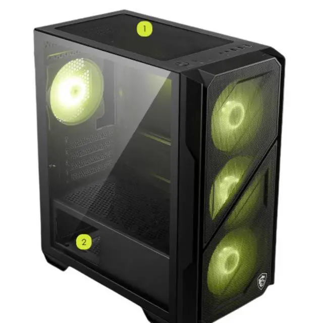 Alt view image 4 of 7 - MSI MAG FORGE M110L AIRFLOW Black MidTower Gaming PC Case, Supports MicroATX & MiniITX Motherboards, 240mm AIO Cooler Support, Tempered Glass Side Panel, 7 Fan Mounts