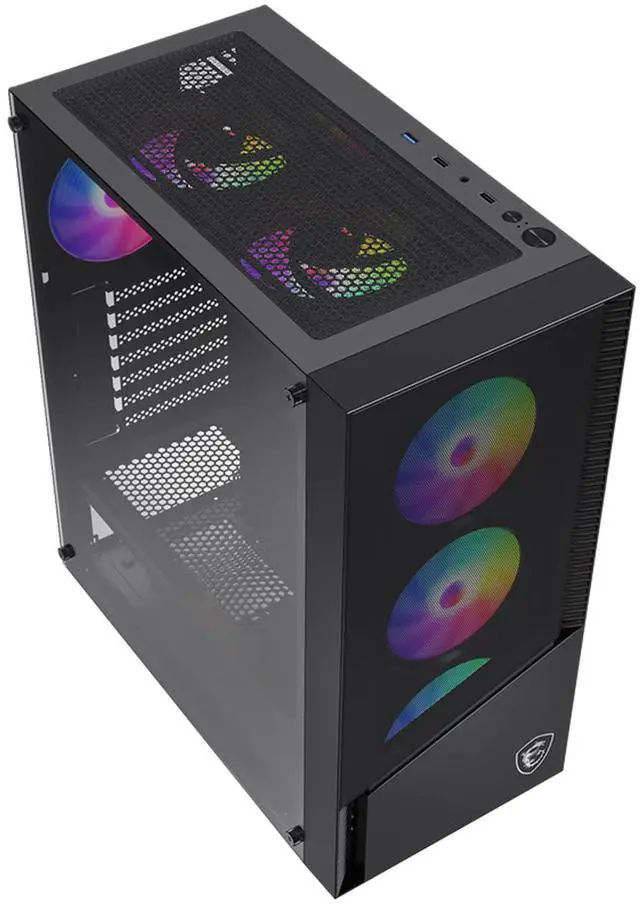 Alt view image 3 of 7 - MSI PAG SHIELD 200L MidTower PC Case, Tempered Glass Side, ATX/MicroATX/MiniITX Support, Optimized Airflow, Magnetic Dust Filter, ATX PSU Support, Long GPU Compatible