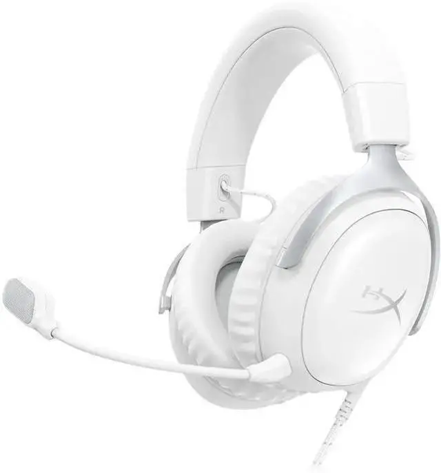 Main image of HyperX Cloud III Wired Gaming Headset, PC, PS5, Xbox Series X|S, Angled 53mm Drivers, DTS Spatial Audio, Memory Foam, Durable Frame, Ultra-Clear 10mm Mic, USB-C, USB-A, 3.5mm White