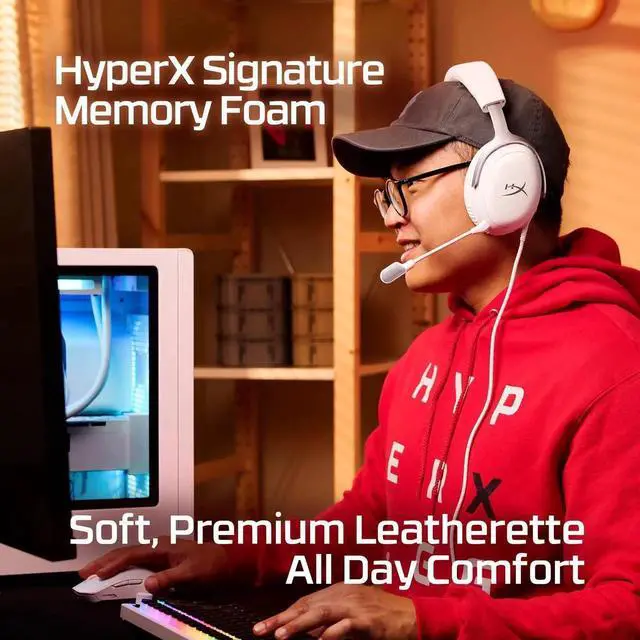 Alt view image 2 of 6 - HyperX Cloud III Wired Gaming Headset, PC, PS5, Xbox Series X|S, Angled 53mm Drivers, DTS Spatial Audio, Memory Foam, Durable Frame, Ultra-Clear 10mm Mic, USB-C, USB-A, 3.5mm White