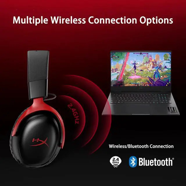 Alt view image 3 of 7 - HyperX Cloud III S Wireless Gaming Headset, 200-hour Battery Life, 2.4GHz Wireless/Bluetooth, 53mm Drivers, 10mm Detachable Microphone, Compatible with PC/PS5/PS4/Switch/Mac/Mobile Devices, Black Red