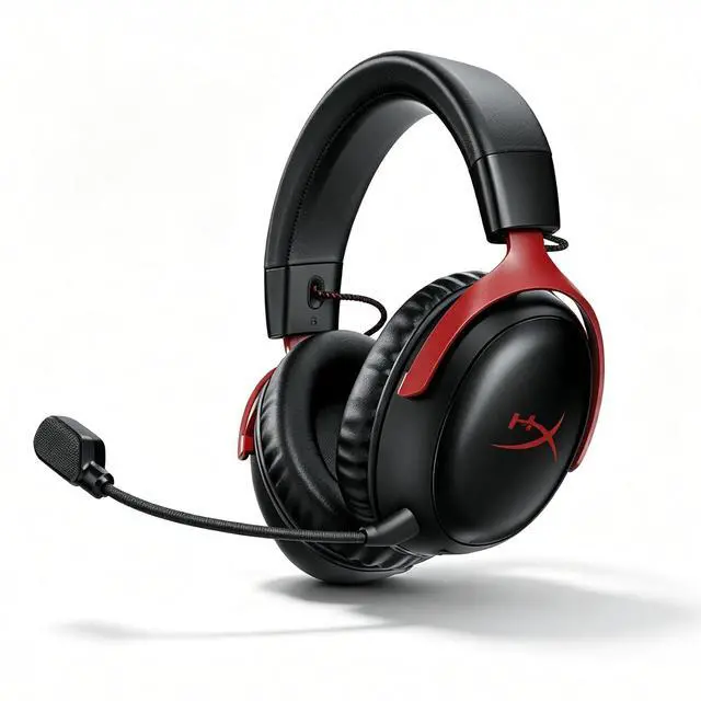 Main image of HyperX Cloud III S Wireless Gaming Headset, 200-hour Battery Life, 2.4GHz Wireless/Bluetooth, 53mm Drivers, 10mm Detachable Microphone, Compatible with PC/PS5/PS4/Switch/Mac/Mobile Devices, Black Red
