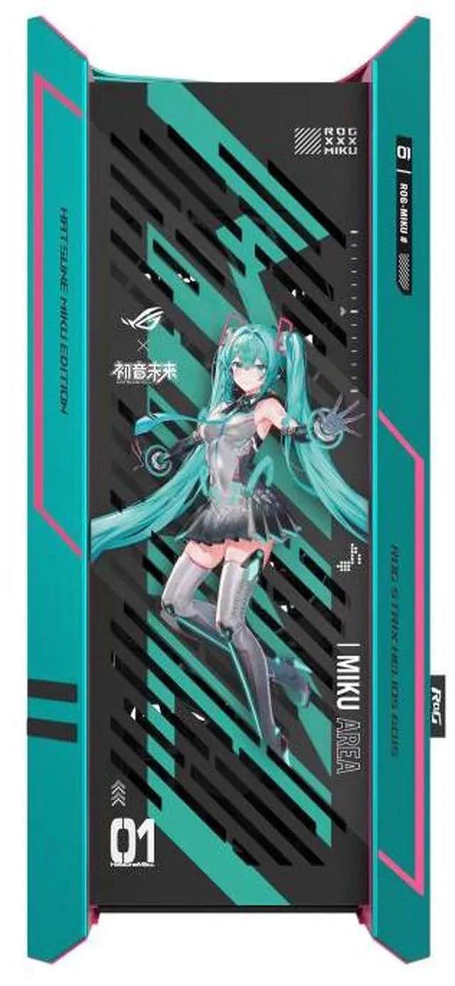 Alt view image 4 of 6 - ASUS ROG GX601S Helios Mid-Tower Case, Hatsune Miku Edition, Supports EATX Motherboards, Aluminum Alloy Exoskeleton, Dual Tempered Glass Side Panels, 4×14cm Fans for Powerful Cooling, AURA SYNC ARGB