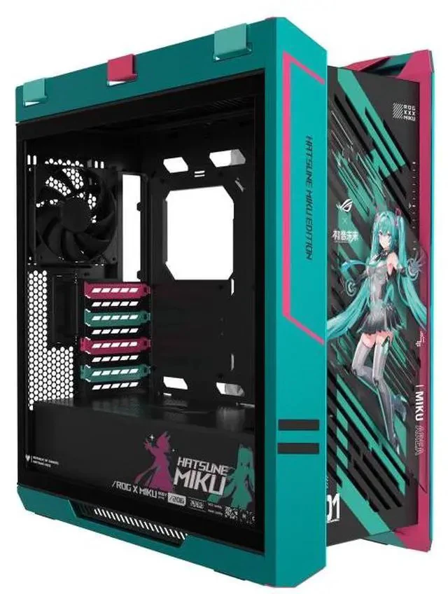 Alt view image 6 of 6 - ASUS ROG GX601S Helios Mid-Tower Case, Hatsune Miku Edition, Supports EATX Motherboards, Aluminum Alloy Exoskeleton, Dual Tempered Glass Side Panels, 4×14cm Fans for Powerful Cooling, AURA SYNC ARGB