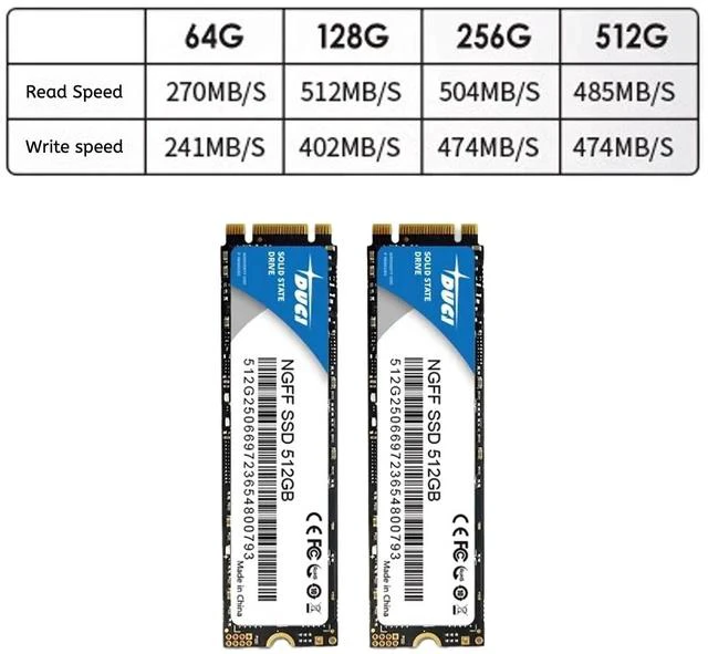 Alt view image 3 of 5 - DUCI universal internal SSD Solid State 128GB NGFF M.2, Notebook and PC laptop, SATA3.0 interface, Speeds Up to 512MB/s,for Gaming, Work