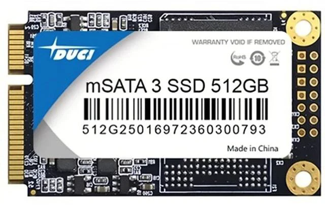 Main image of DUCI MSATA 512GB SSD, General Purpose SSD with speeds up to 270MB/s for Notebook and Desktop PCs for Gaming/Work, Black