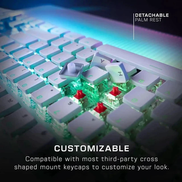 Alt view image 7 of 7 - ROCCAT Vulcan II Max Optical-Mechanical PC Gaming Keyboard, 104 Keys, Customizable RGB Illuminated Keys and Palm Rest, Titan II Smooth Linear Switches, Aluminum Plate, 100 M Keystroke Durability-White