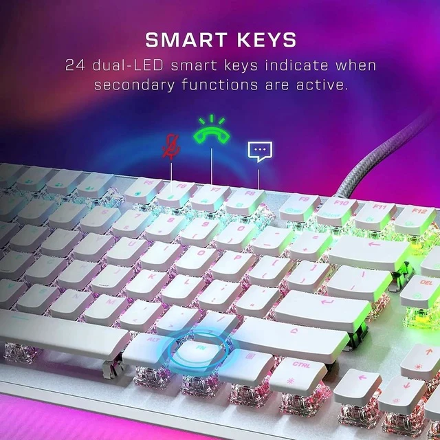 Alt view image 5 of 7 - ROCCAT Vulcan II Max Optical-Mechanical PC Gaming Keyboard, 104 Keys, Customizable RGB Illuminated Keys and Palm Rest, Titan II Smooth Linear Switches, Aluminum Plate, 100 M Keystroke Durability-White