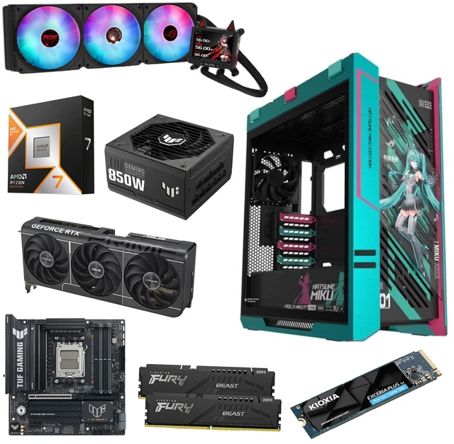 Alt view image 3 of 7 - ASUS ROG GX601S Helios Hatsune Miku Gaming Desktop PC, 9800X3D+5070+32G+1T, AMD Ryzen R7 9800X3D, ASUS PRIME RTX 5070 O12G, 32GB (16G*2) DDR5 6000MHz, 1TB PCIE5.0 M.2 SSD, TUF GAMING B850 PLUS WIFI D5