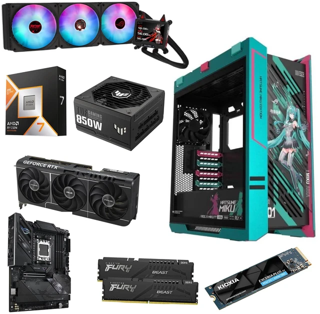 Alt view image 3 of 7 - ASUS ROG GX601S Helios Hatsune Miku Gaming Desktop PC, 9800X3D+5070Ti+32G+1TB, R7 9800X3D, ASUS PRIME RTX 5070Ti O16G, 32GB (16G*2) DDR5, 1TB PCIE5.0 M.2 SSD, ROG STRIX B850-F GAMING WIFI 7 NEO