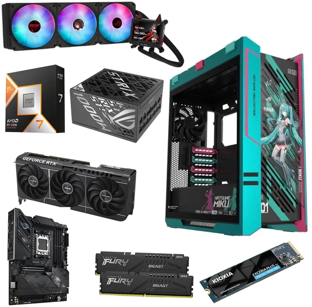 Alt view image 3 of 7 - ASUS ROG GX601S Helios Hatsune Miku Gaming Desktop PC, 9800X3D+5080+32G+1TB, R7 9800X3D, ASUS PRIME RTX 5080 O16G, 32GB (16G*2) DDR5, 1TB PCIE5.0 M.2 SSD, ASUS ROG-STRIX-1000P-GAMING