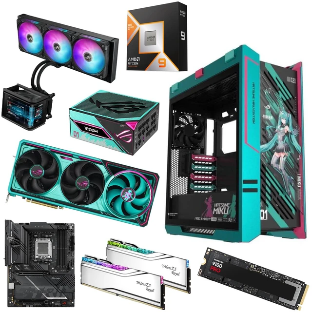 Alt view image 3 of 7 - ASUS ROG GX601S Helios Hatsune Miku Gaming Desktop PC, 9950X3D+5080+64G+2TB, R9 9950X3D, ROG RTX 5080 O16G GAMING Astral Hatsune Miku Edition, 64GB (32G*2) DDR5, 2TB SSD, STRIX X870E-H GAMING WIFI7