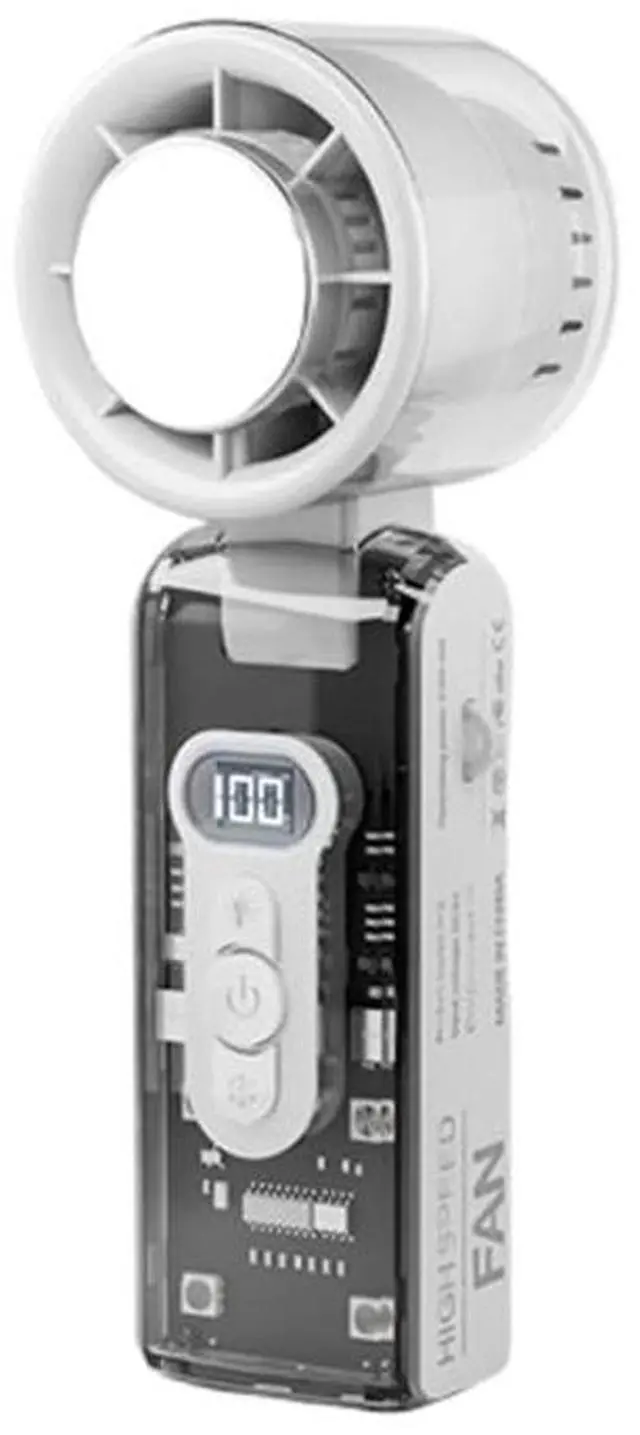 Main image of Handheld Turbo Fan Mini Ice Cooler USB Powered Digital Display Outdoor Camping Travel Desktop Folding Summer Cooling Fans (White)