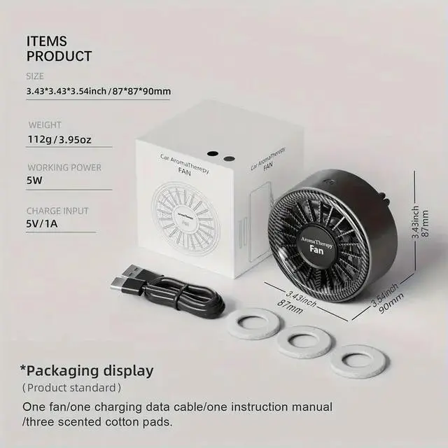 Alt view image 7 of 7 - Amblive Carbon Fiber Car Fan with 3 Aromatherapy Pads  3-Speed USB Air Circulator with 7-Color LED Lights, Portable Dashboard Fan for Car, SUV, Truck, RV Interior Cooling, No Battery Required