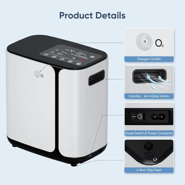 Alt view image 3 of 7 - MONPORT Household Oxygen Concentrator Machine, Adjusatble Oxygen Generator for Home use(1-6L) , Smart Device with Complete Accessories