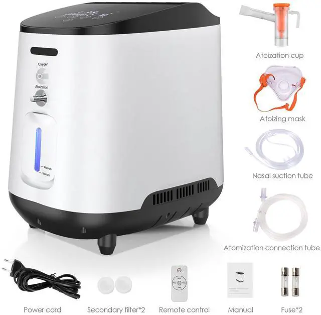 Alt view image 6 of 14 - MONPORT Lightweight Oxygen Machine for Home/Travel - 1-7L/min Adjustable Flow, Dual Voltage Compatible, Built-in Nebulizer, 48dB Silent Operation, LED Panel & Timer Function