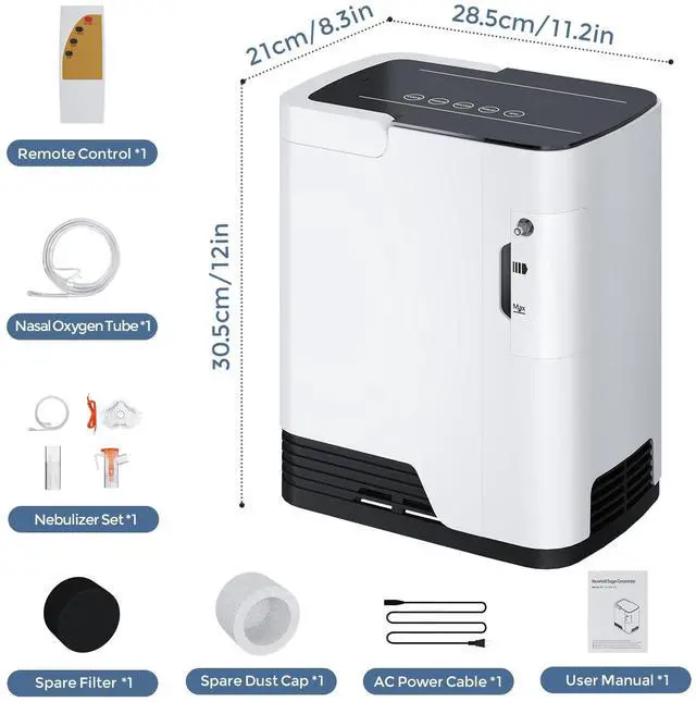 Alt view image 3 of 7 - MONPORT Dual-Function Oxygen Concentrator with Nebulizer - 1-7L Adjustable Flow, 90%±3% High Purity, 48dB Silent Mode & 24H Auto Timer, Remote Control & Voice Guidance for Home Use