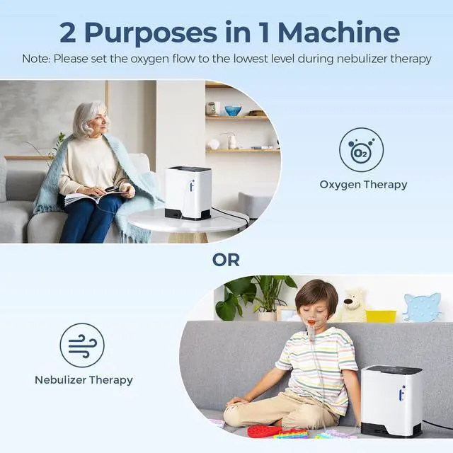 Alt view image 5 of 7 - MONPORT Dual-Function Oxygen Concentrator with Nebulizer - 1-7L Adjustable Flow, 90%±3% High Purity, 48dB Silent Mode & 24H Auto Timer, Remote Control & Voice Guidance for Home Use